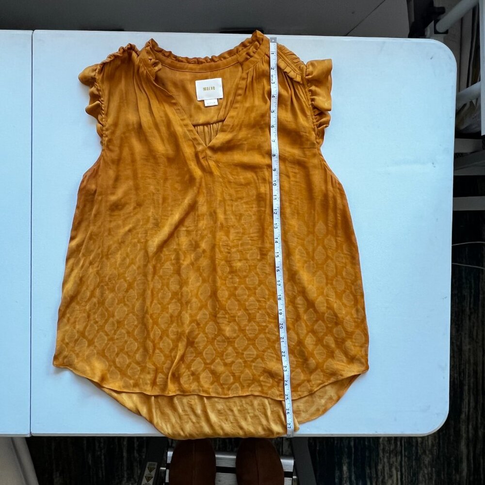 Anthro Maeve Saffron Boho Peasant Top Saffron Gold Flowy Summer Coquette Sz M - Picture 11 of 12